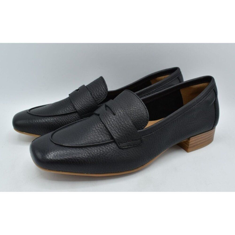 Sofft Womens Size 9 Elinor Moc Toe Black Leather Slip On Penny Loafers Shoes